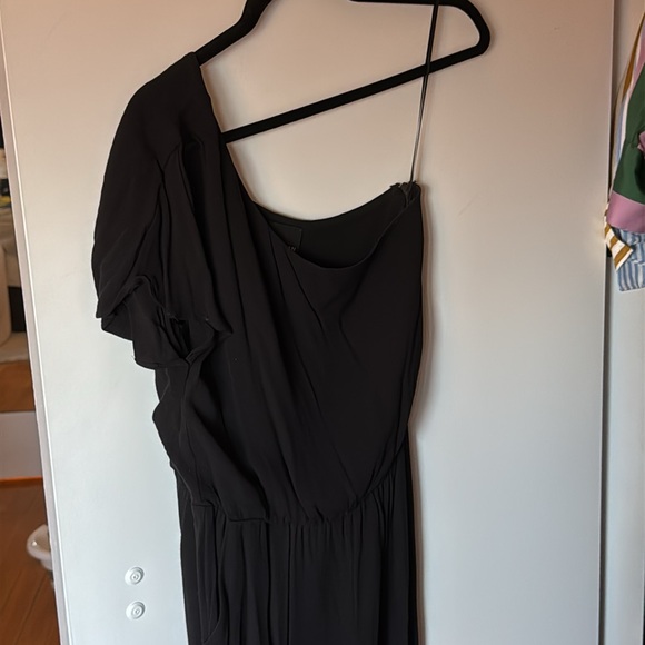 Anthropologie Greylin Black One Shoulder Ruffle Jumpsuit Women’s Size Medium - Picture 5 of 5